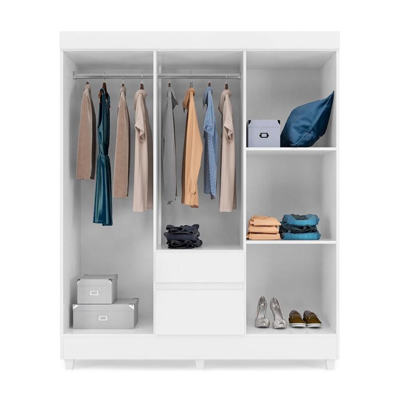 Guarda Roupa Infantil Soft E Armario Multiuso Elite Branco Brilho Demobile