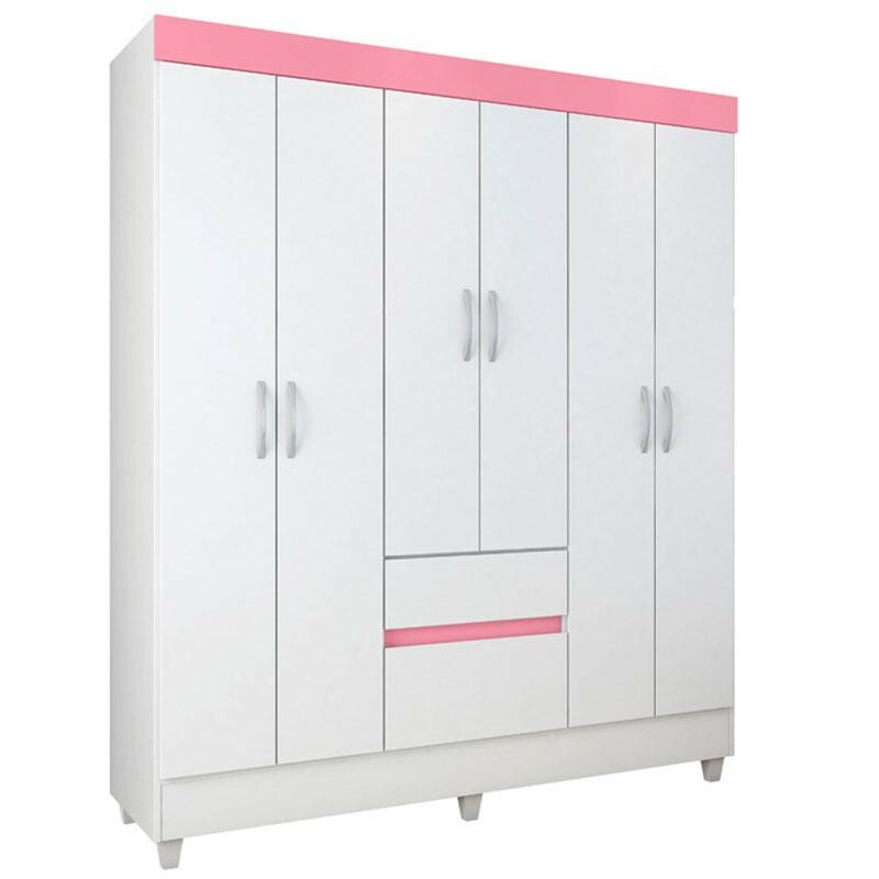 Guarda Roupa Infantil Soft E Armario Multiuso Elite Branco Brilho Demobile