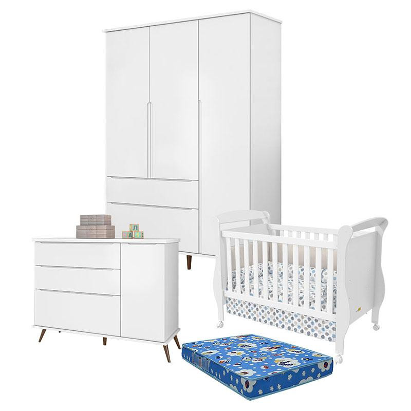 Quarto De Bebe Retro Alice 3 Portas Com Berco Marquesa Branco Acetinado Com Colchao Phisical Ortobom Phoenix Baby Quarto De Bebe Retro Alice 3 Portas Com Berco Marquesa Branco Acetinado Com Colchao Phisical Ortobom Phoenix Baby