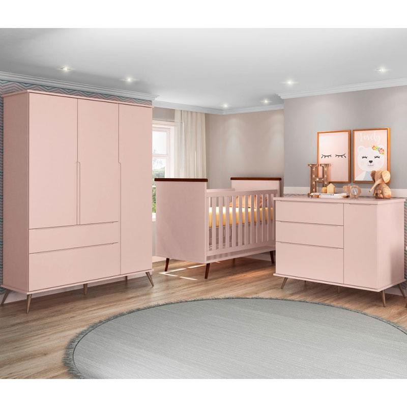 Quarto De Bebe Alice Rosa Acetinado Phoenix Baby