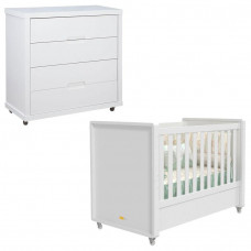 Berço Americano e Cômoda Gaveteiro Infantil Tutto New Branco