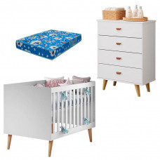 Berço-Americano-Ludmila-e-Cômoda-Gaveteiro-Duda-Branco-Bétul