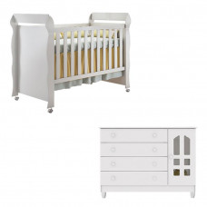 Berço Americano Mirelle e Cômoda Infantil Gran Selena Branco