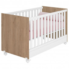 Berço-Mini-Cama-100-Doce-Sonho-Carvalho-Rústico-TOQ-Branco-Q