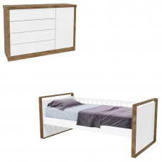 Cama Babá e Cômoda Infantil Tutto New Toque Branco Acetinado