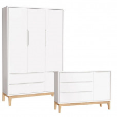 Cômoda com Porta e Guarda Roupa Infantil 3 Portas New Classi