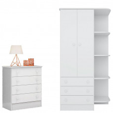 Cômoda e Guarda Roupa Infantil com Cantoneira Doce Sonho Bra
