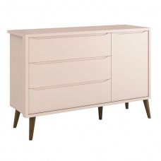 Cômoda Infantil Theo 1 Porta Rosa com Pés Amadeirados – Rell