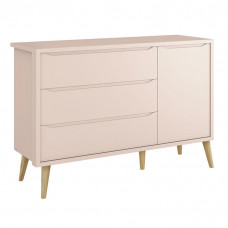 Cômoda Infantil Theo 1 Porta Rosa com Pés Madeira Natural – 