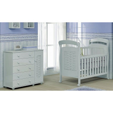Conjunto Reller Cômoda Yasmim + Berço Yasmim Branco Brilho