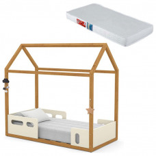 Mini-Cama-Montessoriana-Liv-Off-White-Freijo-com-colchao-Mat