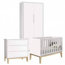 Quarto de Bebê Classic 2 Portas Branco com Pés Madeira Natur