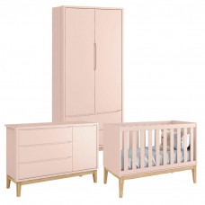 Quarto de Bebê Classic 2 Portas Cômoda com Porta Rosa com Pé