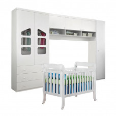 Quarto de Bebê Completo Eloisa com Berço Lila Branco Brilho 