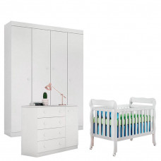 Quarto de Bebê Helena com Berço Lila Branco Brilho – Phoenix