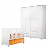 1Berço Americano e Guarda Roupa Infantil Pérola Branco Aceti