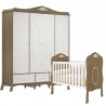 1Berço Americano e Guarda Roupa Infantil Realeza 4 Portas Br