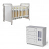 Berço Americano Mirelle e Cômoda Infantil Ariel Branco Brilh