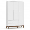 Cômoda com Porta e Guarda Roupa Nature Clean 3 Portas Branco