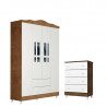 Cômoda Gaveteiro e Guarda Roupa Ariel 4 Portas Branco Acetin