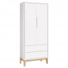 Guarda Roupa Classic 2 Portas Branco com Pés Madeira Natural