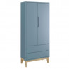 Guarda Roupa New Classic Azul com Pés Madeira Natural – Rell