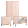 Quarto de Bebê Classic 3 Portas Cômoda Gaveteiro Rosa com Pé