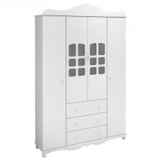 1Guarda Roupa infantil Imperial 4 Portas Branco Acetinado -