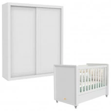 Berço Americano e Guarda Roupa 2 Portas Tutto New Branco Ace