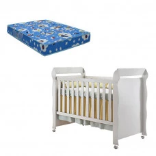 Berço Americano Mirelle Branco Brilho e Colchão Ortobom - Ca