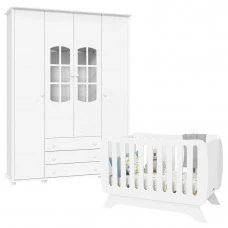 Berço Americano Qualitá e Guarda Roupa Infantil Mamma 4 Port