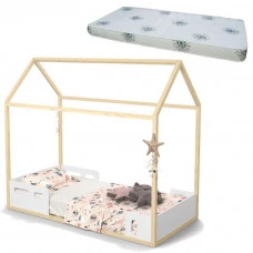 Cama-Montessoriana-Liv-Branco-Natural-com-colchao-Matic