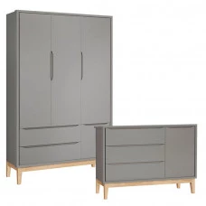 Cômoda com Porta e Guarda Roupa Infantil 3 Portas New Classi