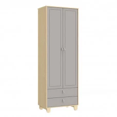 Guarda Roupa Infantil 2 Portas Rope Natural Cinza - Matic