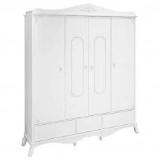 Guarda roupa infantil 4 portas Realeza Branco Acetinado Cana