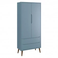 Guarda Roupa Infantil Theo 2 Portas Azul com Pés Amadeirados