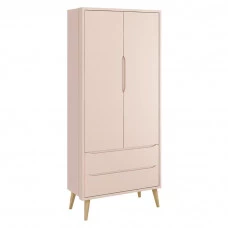 Guarda Roupa Infantil Theo 2 Portas Rosa com Pés Madeira Nat