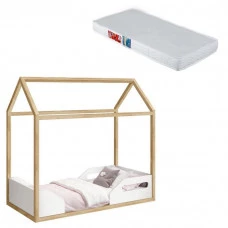 Mini Cama Montessoriana Zoe Branco Acetinado Pinus Natural c