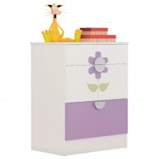 Comoda Qmovi Sonho Encantado 201 Flor Lilas 3 Gavetas