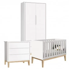 Quarto de Bebê Classic 2 Portas Branco com Pés Madeira Natur