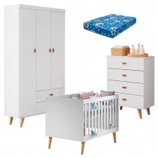 Quarto-de-Bebê-com-Gaveteiro-Berço-Americano-Ludmila-Branco-