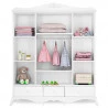 3Guarda Roupa 4 Portas e Cômoda Infantil Realeza Branco Acet