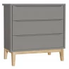 Cômoda Gaveteiro Classic Cinza com Pés Madeira Natural – Rel