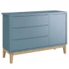 Cômoda Infantil 1 Porta Classic Azul com Pés Madeira Natural