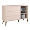 Cômoda Theo 1 Porta Rosa com Pés Amadeirados – Reller