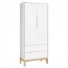 Guarda Roupa Classic 2 Portas Branco com Pés Madeira Natural