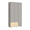 Guarda Roupa Infantil 3 Portas Rope Cinza Natural - Matic