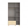 Guarda Roupa Infantil 3 Portas Rope Cinza Natural Interior -