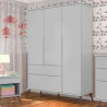Guarda Roupa Infantil Retro Alice Cinza Acetinado ambiente P