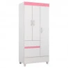 Guarda Roupa Infantil Wind Branco Brilho Rosa - Demób